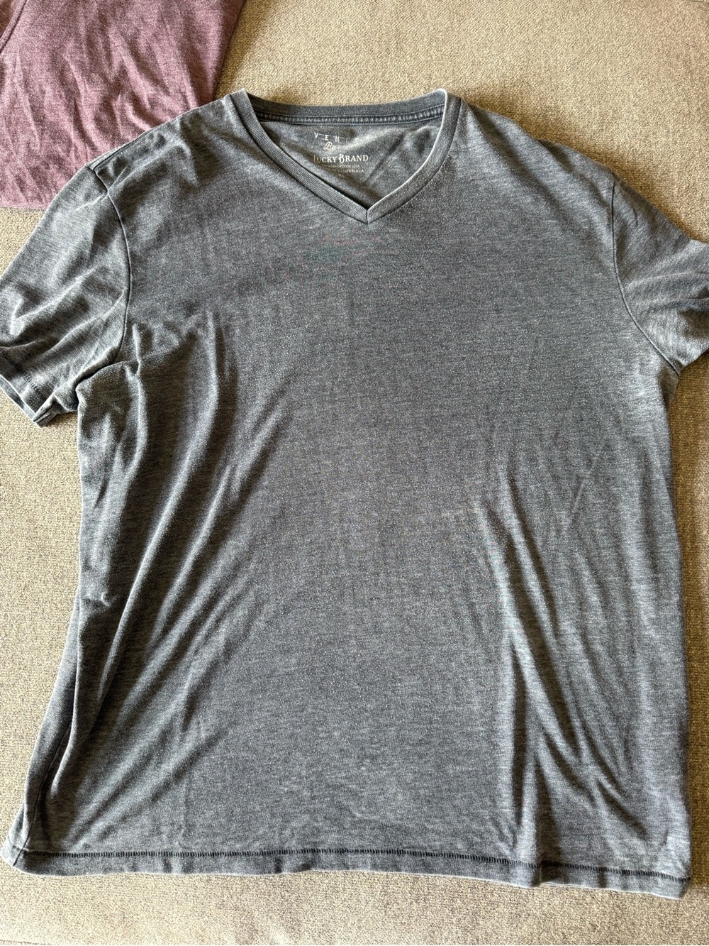 Lucky Brand Men's Heather Charcoal V-Neck Tee